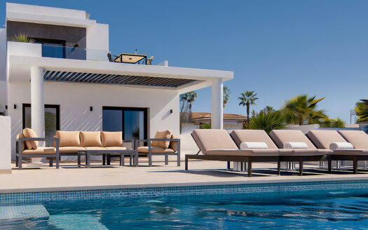 MODERN 3-STOREY 4-BED VILLA WITH 10m POOL, SEA & COUNTRY VIEWS